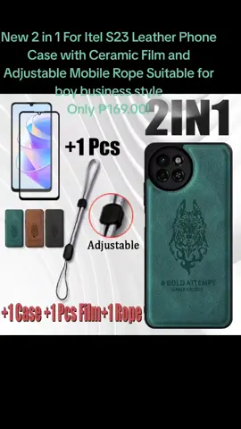 New 2 in 1 For Itel S23 Leather Phone Case with Ceramic Film and Adjustable Mobile Rope Suitable for boy business style Only ₱169.00!New 2 in 1 For Itel S23 Leather Phone Case with Ceramic Film and Adjustable Mobile Rope Suitable for boy business style Only ₱169.00!