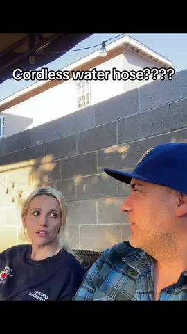 Cordless water hoses??? 🤦🏻‍♂️ #kileyandsid #fyp #cordlesswaterhose #hose #waterhose #couplestiktok #couplescomedy #react #blindreact #dumbblonde #cordless #wireless #dumb #marriagehumor 