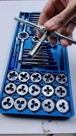 12/20/40pcs Tap And Die Set Tap Wrench Die Handle Screw Thread Threading Tapping Rethread Tool Specification: 12PC Set - 1pc Adjustable Tap Wrench - 1pc Adjustable Die Wrench - 5pc Tap Stock: M6* x1.0, M7*1.0, M8*1.25, M10*1.5, M12*1.75 - 5pc Die Stock: M6*1.0, M7*1.0, M8*1.25, M10*1.5, M12*1.75 20PC MM Size (Metric) Set - 1pc Adjustable Tap Wrench - 1pc Adjustable Die Wrench - 9pc Tap Stock: M3*0.5, M4*0.7, M5*0.8, M6*1.0, M7*1.0, M8*1.25, M9*1.25, M10*1.5, M12*1.75 - 9pc Tap & 9pc Die Stock: M3*0.5, M4*0.7, M5*0.8, M6*1.0, M7*1.0, M8*1.25, M9*1.25, M10*1.5, M12*1.75 40PC MM Size (Metric) Set - 1pc Adjustable Tap Wrench - 1pc Adjustable Die Wrench - 1pc T-handle Wrench - 1pc Thread Gauge - 1pc Screw Driver - 1pc Packing Box - 17pc Tap & 17pc Die Stock: M3*0.5, M3*0.6, M4*0.7, M4*0.75, M5*0.8, M5*0.9, M6*0.75, M6*1.0, M7*0.75, M7*1.0, M8*1.0, M8*1.25, M10*1.25, M10*1.5, M12*1.5, M12*1.75, 1/8 #thread #wrench #tapping #threading 