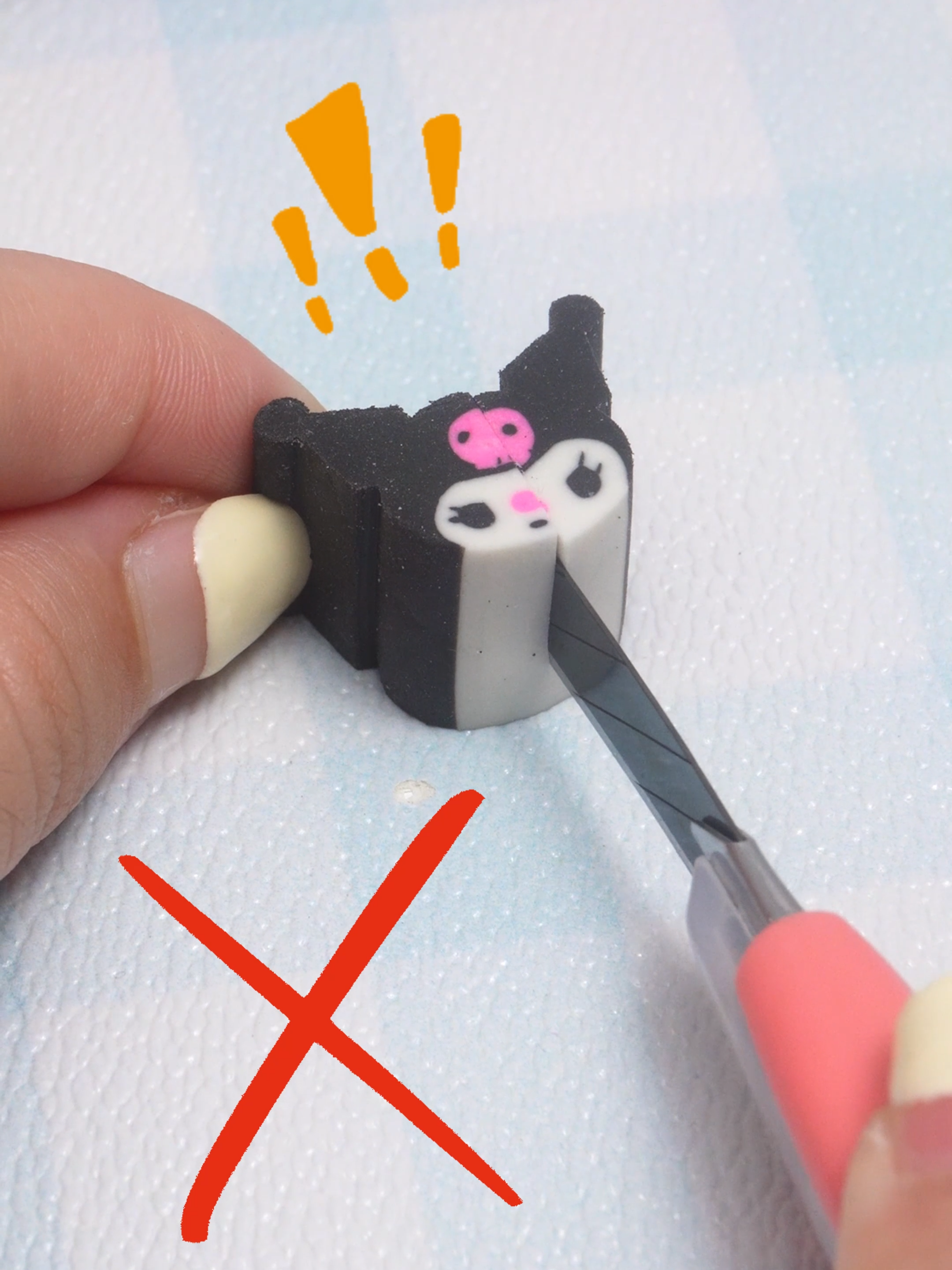 🥰The right way to cut an eraser!   #sanrio #cinnamoroll #pompompurin #mymelody #kuromi #eraser