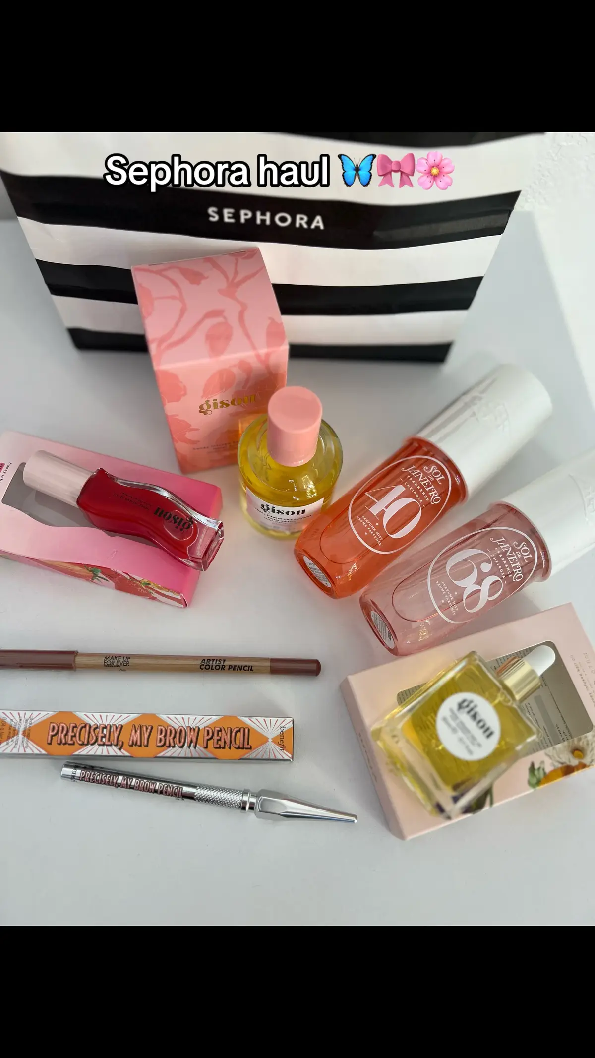 Yo amo ir a sephora 🎀🦋 @Gisou @makeupforever @Benefit Cosmetics @Sol de Janeiro #fyp #parati #sephorahaul 