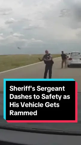 Sheriff's Sergeant Dashes to Safety as His Vehicle Gets Rammed A motorist rammed into the car of a sheriff’s sergeant who was directing traffic in Lincoln County, Colorado, on Friday, June 14. This dashcam footage shows Sgt Cole Britton directing traffic and assisting a motorist who was unable to move his vehicle, the Lincoln County Sheriff’s Office said. Britton and the motorist are then seen running off the road shortly before the patrol car is rammed from behind. The driver of the vehicle that collided with the patrol car was transported to a local hospital, according to Lincoln County Sheriff’s Office. The crash was being investigated by the Colorado State Patrol. For more, go to CP24.com 