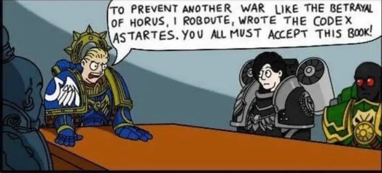 Not even papa smurf can tell him what to do #warhammer40k #warhammer40kmeme #warhammertiktok #gamesworkshop #spacemarines #codexastartes #rogaldorn #robouteguilliman 