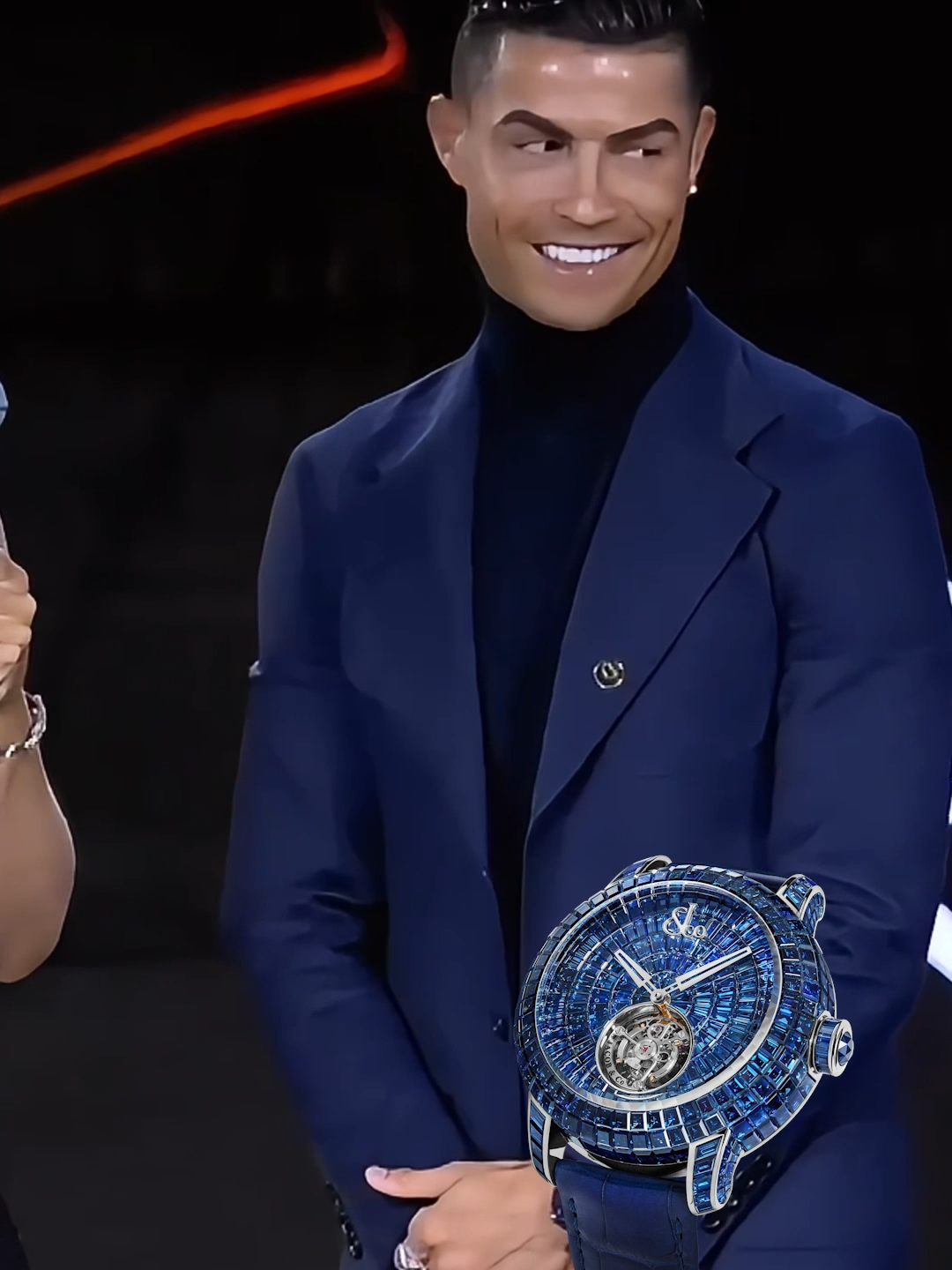 Cristiano Ronaldo wears the Caviar Tourbillon 'Blue Sapphire' in 18k white gold #Cristiano #cristianoronaldo #cr7