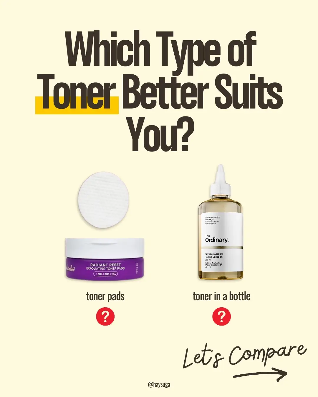 If you’re not seeing improvement in your skin, it’s probably because you’re not using a toner regularly. I know it’s overwhelming to pick one because every brand has their own version 😭 So let’s break it down by 2 types, toner pads and toner in a bottle. Toner pads: These are typically pre-soaked pads ready to be used at home or during travel. They’re super convenient for this reason! The Bushbalm Radiant Reset Exfoliator Pads use dual exfoliation to smooth and give your skin that extra radiance. They also target ingrown hairs, making this toner a great option to use after hair removal.  Toner in a bottle: Purchasing a bottle of toner may be more cost effective because you’ll get more product to use. The Ordinary Glycolic Acid Toning Solution is a top pick here! It contains 7% glycolic acid for gentle exfoliation, improves skin tone and texture, and suits all skin types. Both are really great options that will give you the best results! Whichever you pick depends on your skin health needs, your budget, and convenience.  @Bushbalm @Bushbalm Professionals @The Ordinary  Let me know which toner you use that you think I should try 👇🏼 #toner #tonerpads #theordinary #theordinaryskincare #bushbalm #skincare #skincarehacks #affordableskincare #exfoliate #exfoliateyourskin #skincarerecommendations #esthetician #estheticianapproved #skintype 
