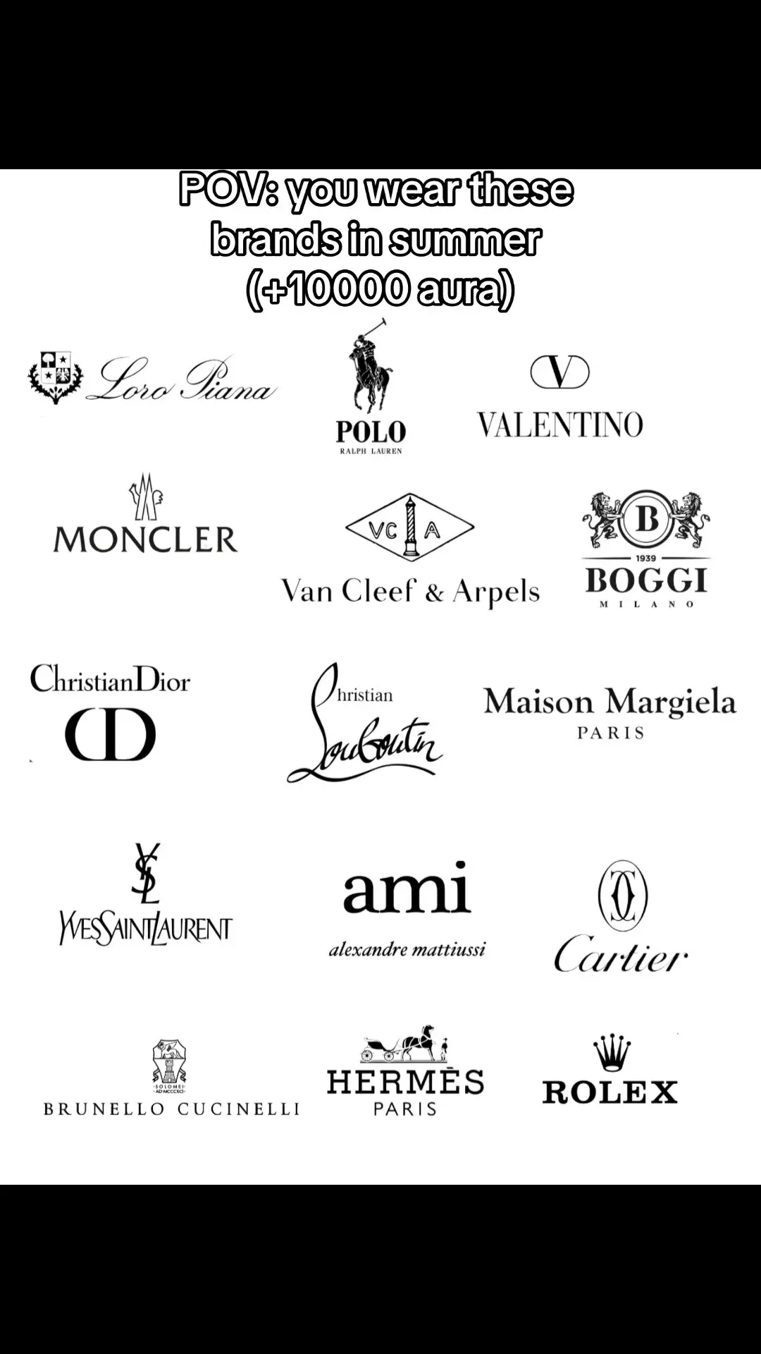 Best brands (not only for summer) >>> #loropiana #ralphlauren #valentino #moncler #vancleef #boggi #christiandior #louboutin #maisonmargiela #ysl #amiparis #cartier #brunellocucinelli #hermes #fyp 