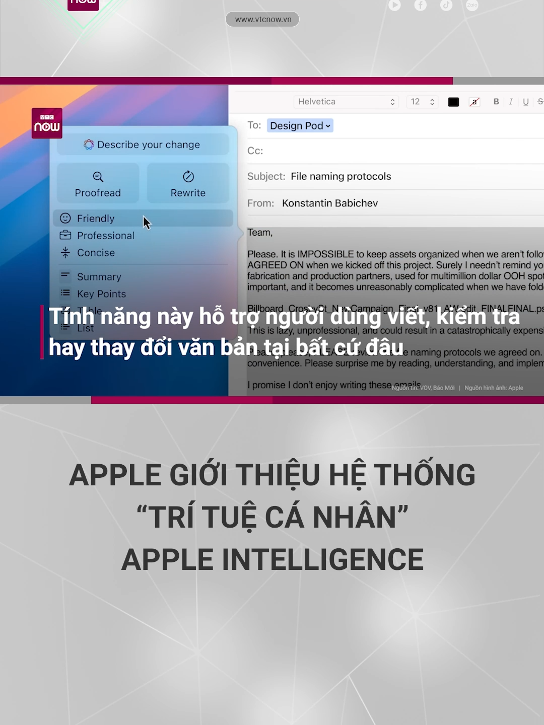 Hãng công nghệ Apple mới giới thiệu hệ thống trí tuệ cá nhân Apple Intelligence, kết hợp giữa mô hình AI tạo sinh trên thiết bị và do máy chủ cung cấp. #Apple #AI #VTC #VTCNow