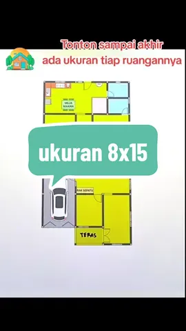 Denah ukuran 8x15 meter, 4 kamar tidur, 2 toilet dan ada garasinya juga. Semoga menginspirasi #fyp #rumahidaman #denahrumah3d #rumahimpian #denahrumah #rumahimpian3 