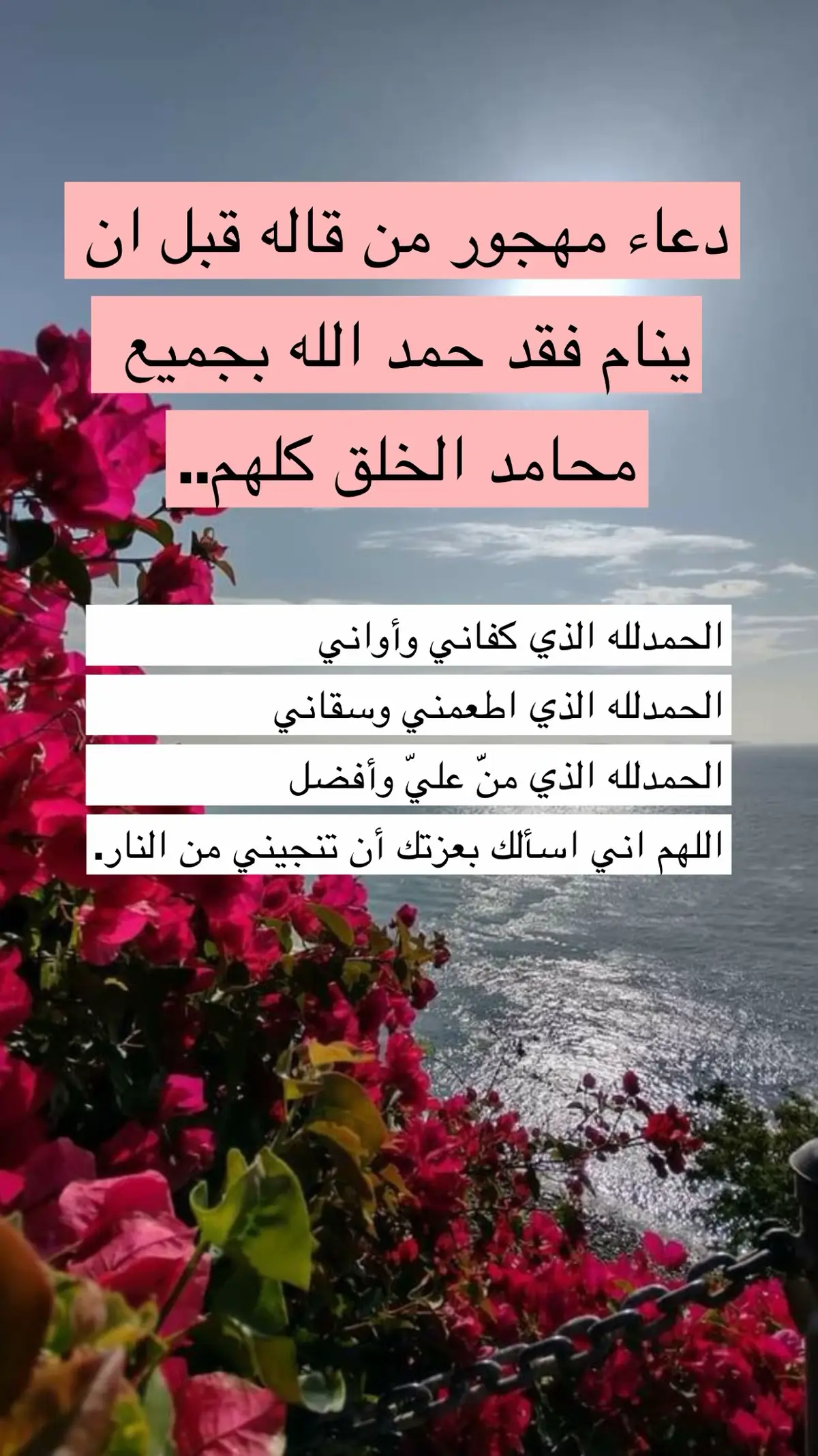 الحمدلله حمدا كثيرا طيبا مباركا فيه🤍🤍 #دعاء_الحمد #دعاء_الحمد_قبل_النوم 