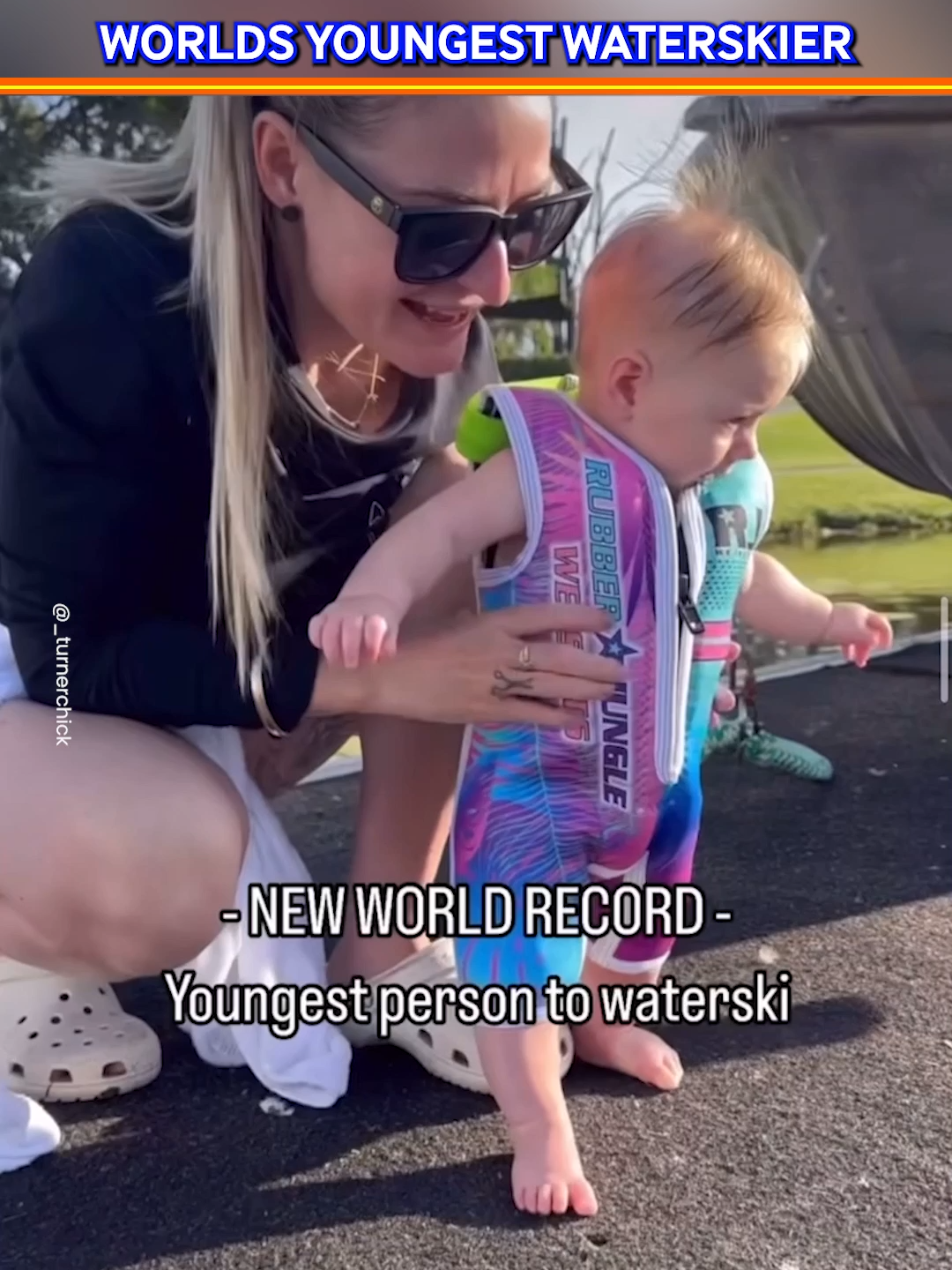 What A Talent Little Toddler! 👏🏼 #waterski #waterskiing #talent #talented #toddler #kids #daughter #youngest #record #worldrecord #cute #fyp #viral