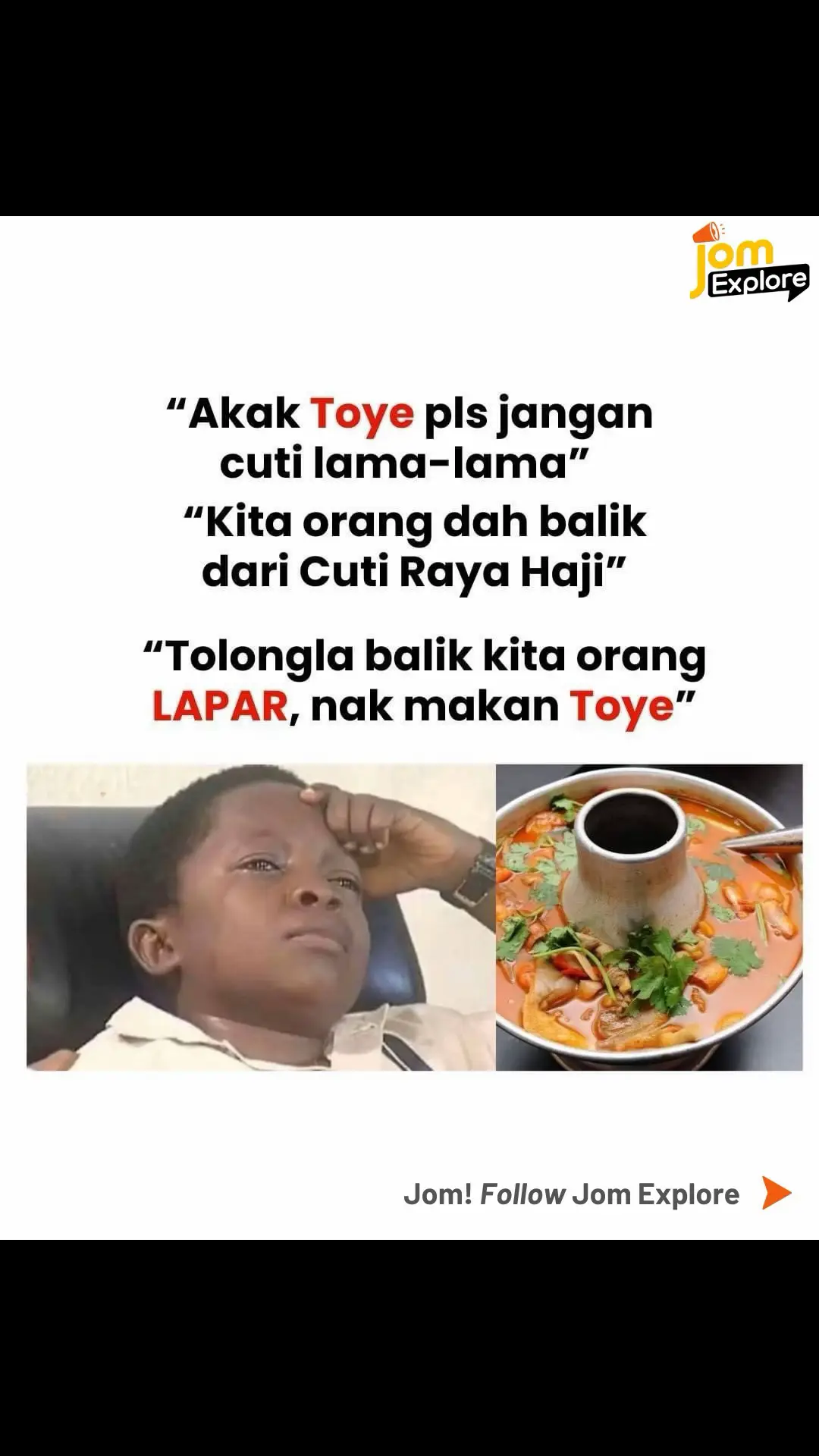 pls akak toye, kawe rindu deh #tomyam 