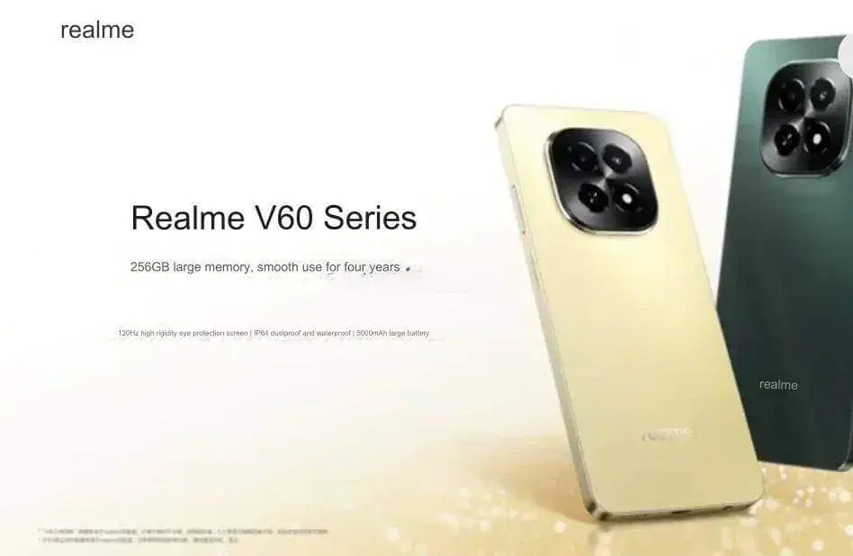 #InfoNews  Ekhem Ekhem...  Realme V60 series Realme V60: RMX3995  Realme V60S: RMX3996  📱 6.67-Inch HD+ IPS LCD 120Hz  🦾 Mediatek D6080/D6300 2.4 GHz Soc 📷 32MP + 2Mp  🤳 8MP 🔋 5000mah battery  💽 4GB,6GB,8GB,12GB Ram 💾 64GB,128GB,256GB,512GB 🔌 10W Charging 📏 165.6×76.1×7.94mm ⚖️ 192g ☔ IP64 #realmev60 #realmev60s