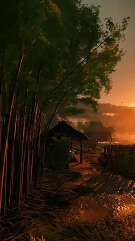 Smoke comes from the mountains, and the setting sun peeks through the bamboo#Memories #PastEvents #HealingSeries