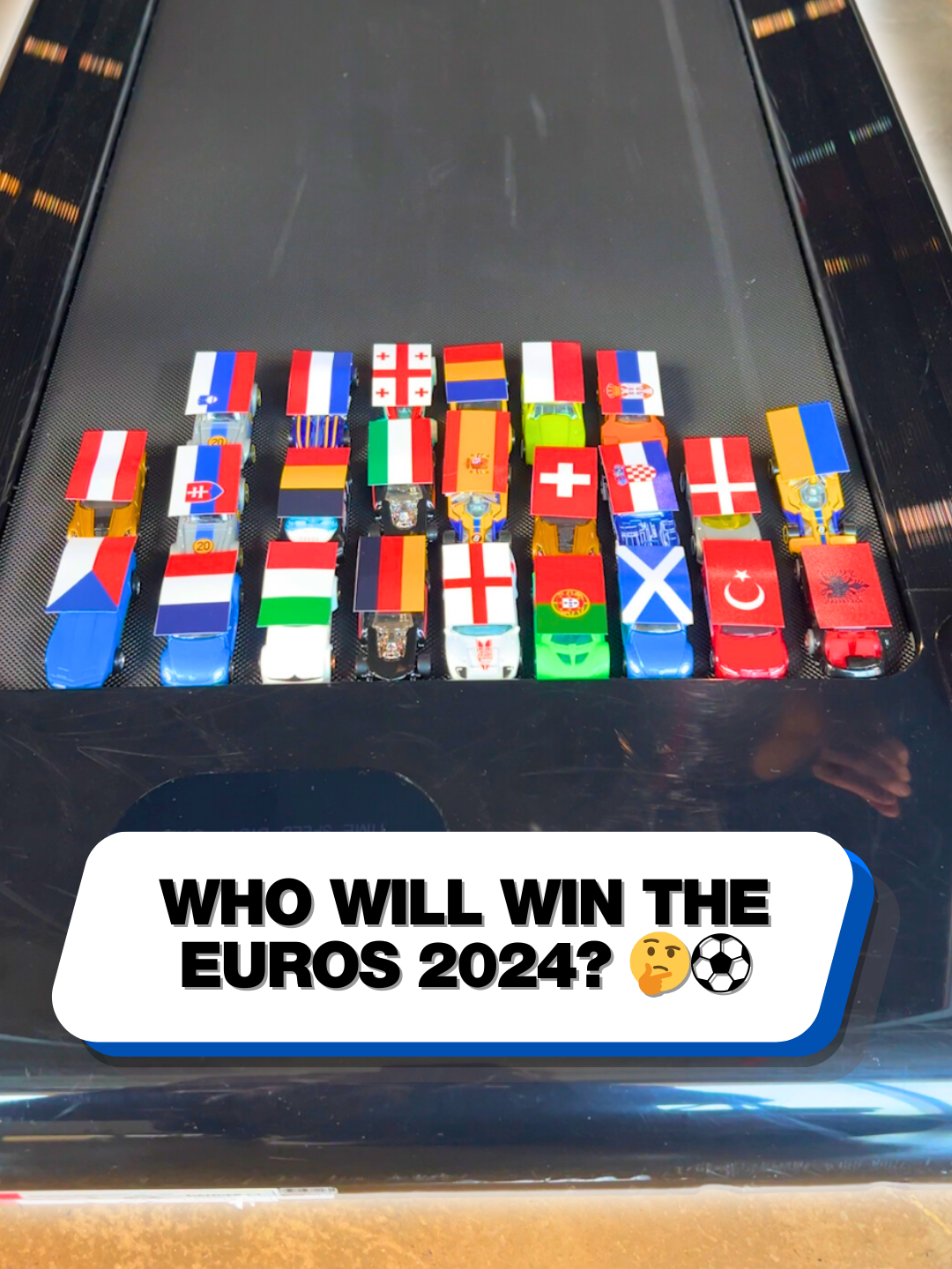 We finally know who's going to win EURO 2024! 🤯 Do you agree? 👀  #footballtiktok #EURO2024 #Soccer #challenge #supercarblondie #treadmill #race