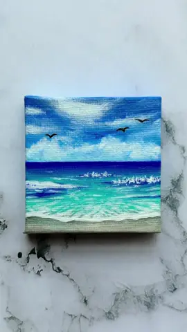 mini seascape 🌊🩵☁️  • my tiniest seascape yet 🥹  i’m currently in the process of moving but i’m going to try to get one more video up this week for you guys!! more videos and bigger paintings coming next week ✨ • #art #painting #seascape #fypシ #arttok 