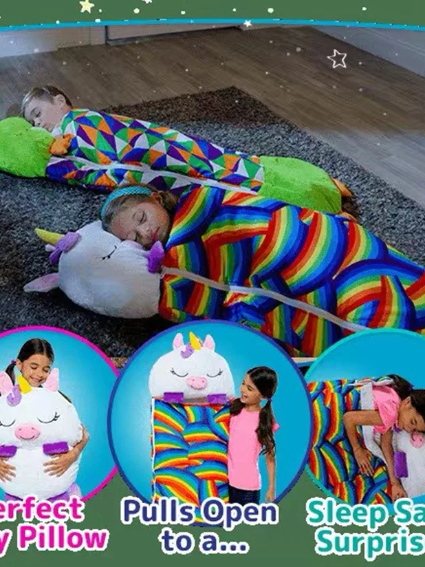 🌟✨ Introducing the Ultimate Kids' Plush Sleeping Bag! ✨🌙 1️⃣ Super-Soft Plush: Indulge in complete comfort with our ultra-soft plush material. 2️⃣ Zip Up & Snuggle Up: Transform from a fun play pillow to a cozy sleeping bag with built-in pillow in seconds! Perfect for sleepovers, family visits, or just getting cozy at home. 3️⃣ Fully Zipped: Stay snug, cozy, and warm with fully closed sides. 4️⃣ Take Anywhere: Compact design with an easy-grip handle allows your child to carry it anywhere – indoors or outdoors. 🛏️ Available Sizes: 135*50CM 160*60CM 180*70CM 🎁 Perfect for: Outdoor adventures Home use Kids' Christmas gift 🌈 Choose from a variety of cute designs! Whether at home or on-the-go, our plush sleeping bag is your child's ultimate comfort companion. 🛒 Shop now and give the gift of cozy comfort! Link in bio. 🎄💤 #KidsSleepingBag #PlushPillow #CozyComfort #SleepoverEssentials #FamilyVisits #ChristmasGiftIdeas #IndoorOutdoorFun #ParentingEssentials #KidsHomeDecor