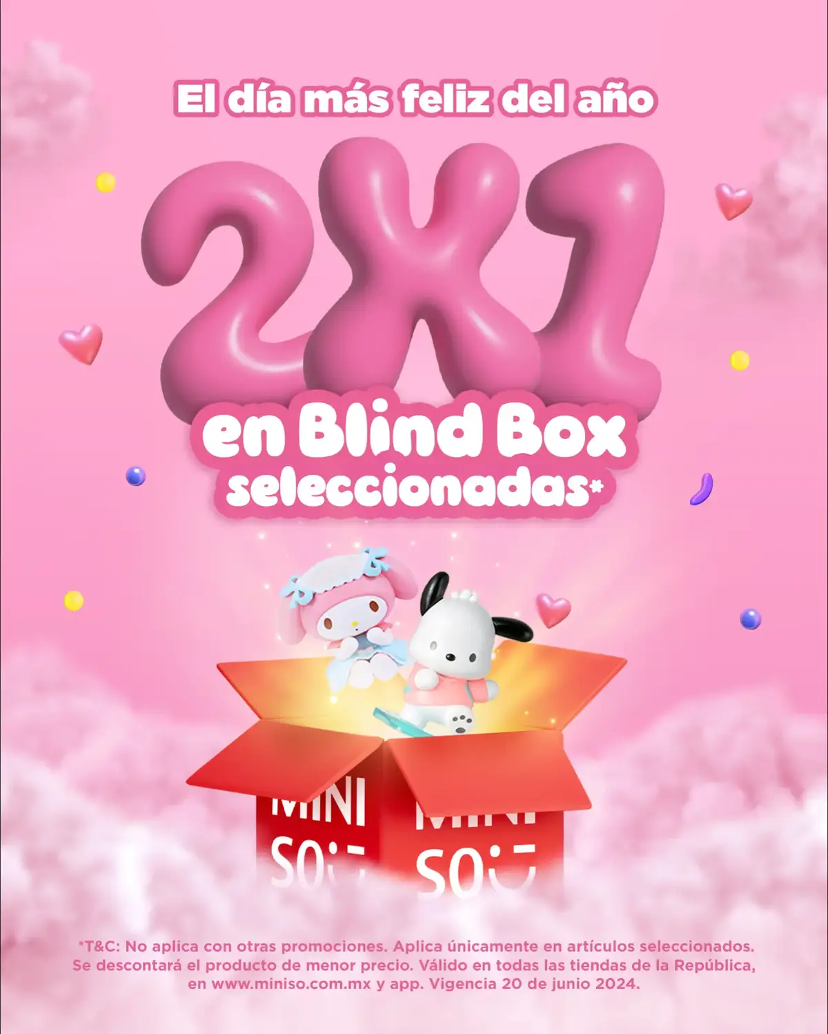 ¡Ya llegó el Día más feliz del año! 🥳 Solo por hoy todas nuestras BlindBox están al 2X1. ¡Corre y aprovecha este día para completar tus colecciones! ❤️  #Lifeisforfun  #NoSabiaQueLoNecesitaba  #MinisoMexico  #Promociones  #2x1  #TikTokMeHizoComprarlo  #Sanrio