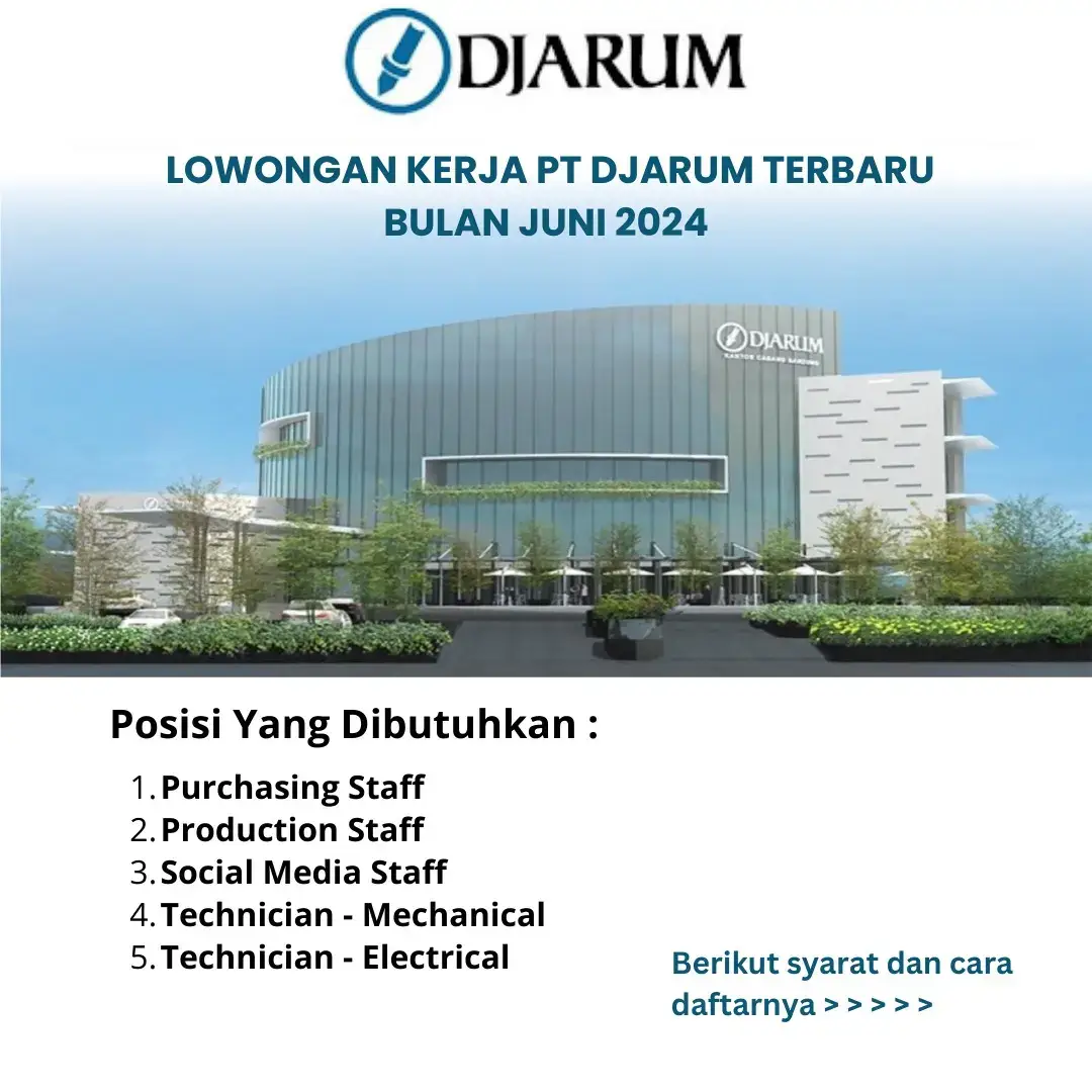 Lowongan Kerja Terbaru PT Djarum #lowongankerja #infoloker #fyp #lokerterbaru 