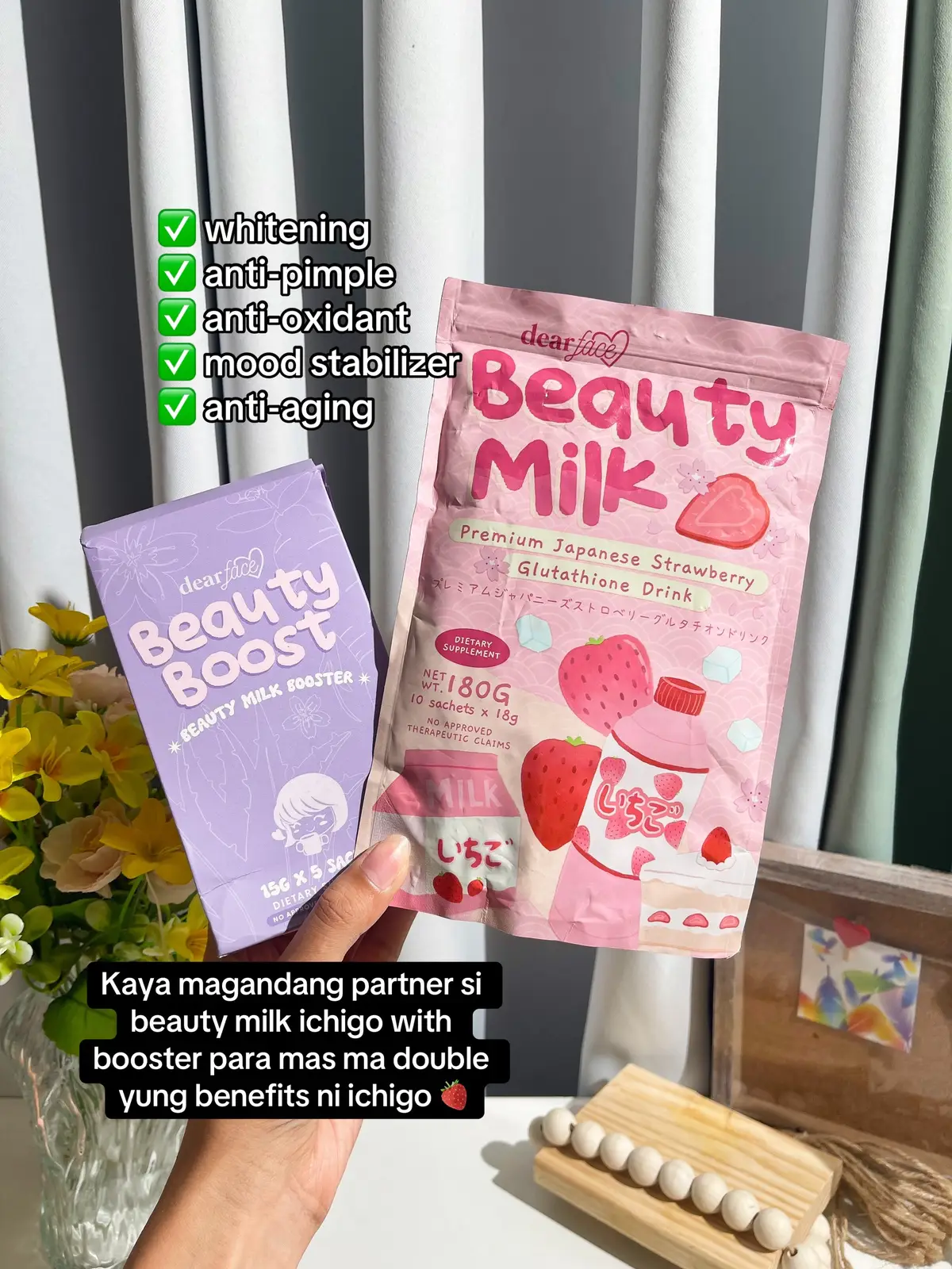 Doble ang benefits with booster 🫶🏻 #beautymilk #glowbygod #dearface #msrosaanghelita #fyp #whitening 