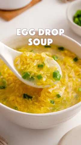 Easy Chinese egg drop soup is ready in 10 minutes and so good!  Ingredients for egg drop soup Eggs 2-3 Chicken broth/stock 3 cup ( about 750 ml ) Salt 1 tsp Garlic 2 cloves ( minced ) White pepper ¼ tsp Cornstarch slurry ( 1½ tbsp cornstarch + 3 tbsp water ) Sesame oil 1 tsp Spring onion ( scallions/green onion ) 1-2 Instructions: Beat the eggs with a pinch of salt and set it aside.  Add chicken broth/stock to a pot and bring it to a boil.  Add minced garlic, white pepper, and salt.  Reduce the heat and bring it to a simmer.  Pour the egg gently and keep stirring the soup slowly. Add cornstarch slurry ( cornstarch water mixture ). Stir well until the soup reaches the desired consistency. Make a taste test and add more salt and pepper if needed.  Finish with sesame oil and chopped spring onions.  #eggdropsoup #so#soupecipe #souprecipe #chinesetakeout #EasyRecipe 