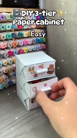 ✨DIY 3-tier Paper Cabinet! Try this!? #craft #crafts #diyorganizer #cutecrafts #papercraft #DIY #thingstodo #fypシ゚viral #fyp #cute 