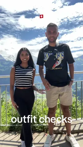 Swiss fits 🇨🇭❤️ We only remembered to record this at the most random times hehe #outfitideas #couplesoutfits #dailyoutfits #summeroutfit 