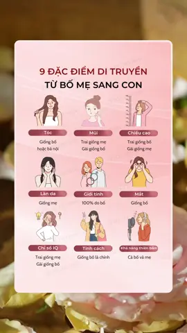 9 đặc điểm di truyền từ bố mẹ sang con #zoireview #xuhuong #goclamdep #beautytips #ditruyen 