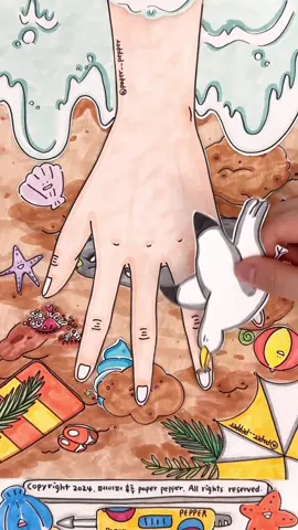 Cool summer nail & Massage 💅 ASMR  #paperdiy #drawing #Summer #nail #asmr 
