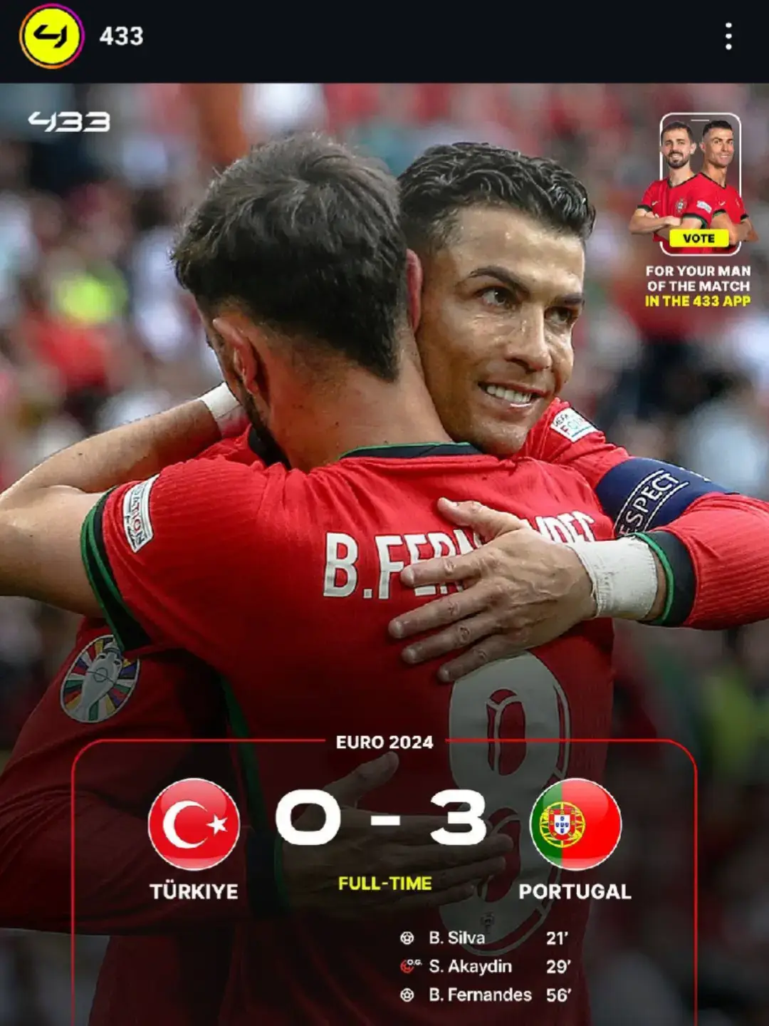 Hasil Pertandingan Portugal vs Turki. Portugal menang telak 3-0🔥 #euro  #portugal🇵🇹 #turki #ronaldo #cr7 #fyp 