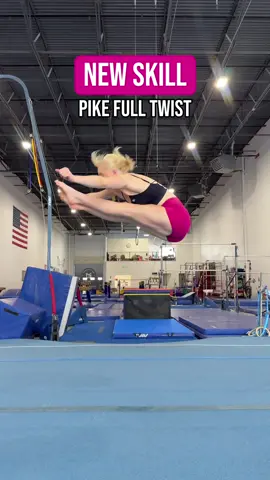 NEW SKILL SATURDAY: Pike Full Twist! Does this have a specific name? Has anyone ever competed this before?🤔  #fyp #gymnastics #gymnast #newskill #beam #balancebeam #flip #insane #jumps #bouncy #athletesoftiktok 
