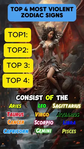 Top 4 Most Violent Zodiac Sign #zodiac #zodiacsigns #astrology #astrologysigns #entertainment #foryoupage 