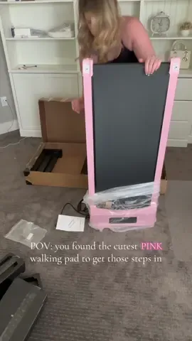 How cute is this little pink walking pad?! 🩷 this walking pad is super sturdy and a cute addition to get your daily steps in! #walkingpadathome  #walkingpadtreadmill #pinkwalkingpad #walkingpadreview #dailysteps #desktreadmill 
