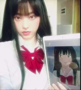 The first photo is edited but I like it Haerin really looks like sawako😭 #Newjeans #Haerin #Sawako #fyp 