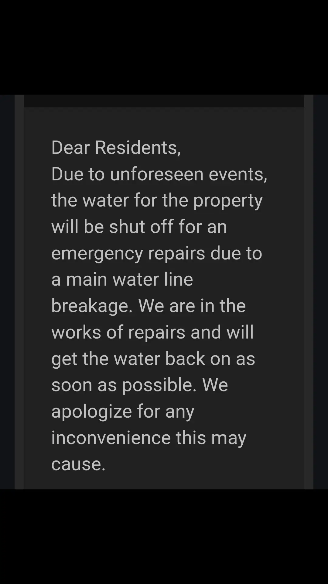 Day 2. No 💧 🚿 🚰 🚱 💦  I have drinking water. I just like to take a shower 🚿 😩 #plumbing #water #apartment 