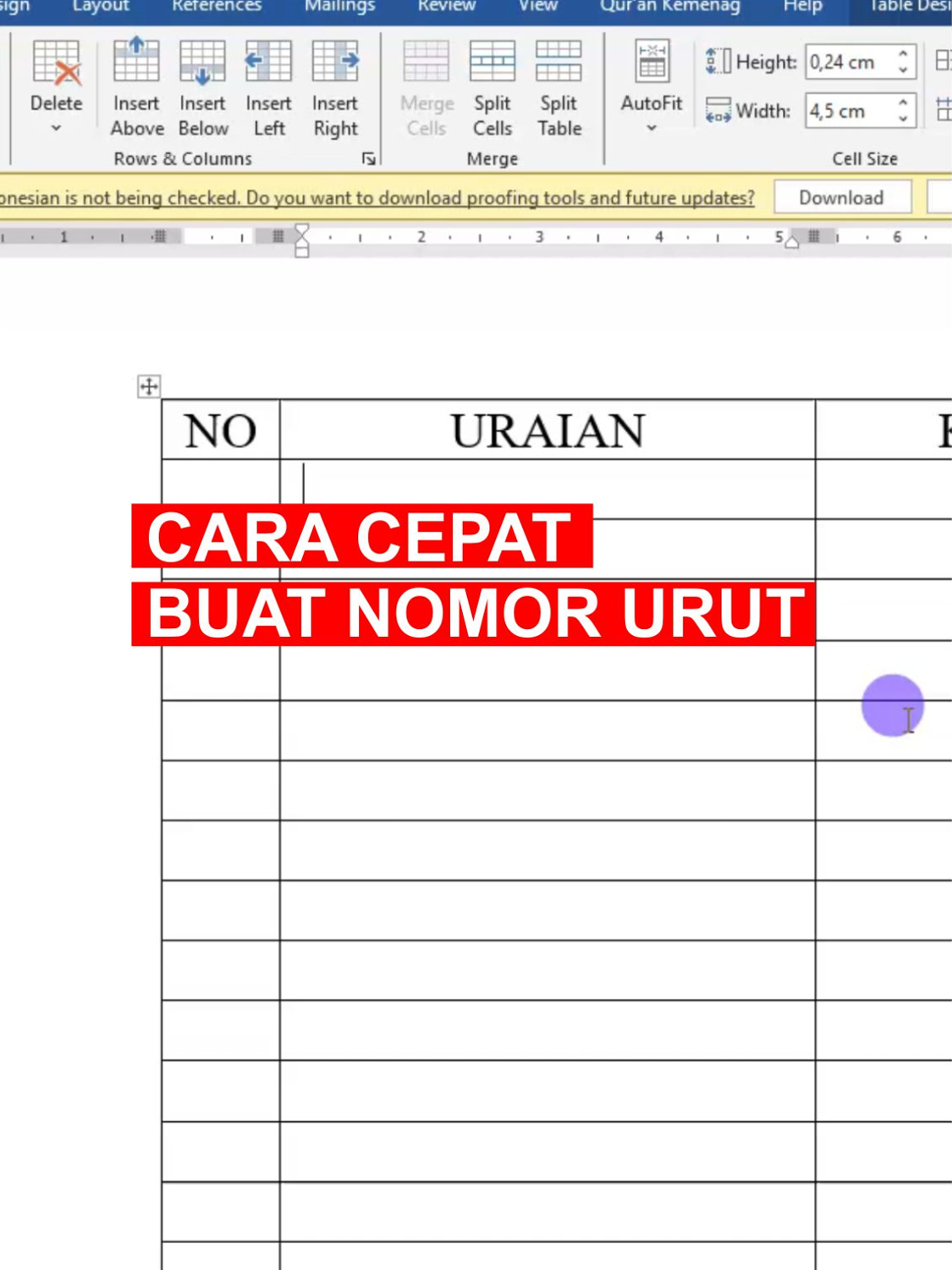 cara cepat membuat nomor urut tabel di word #WORD #words #mswordtricks #tutorword #tutorialword