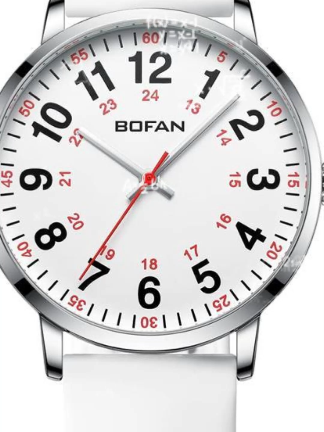 BOFAN Nurse Watch for Medical Professionals, Students and Doctors with Easy-to-Read Dial, 24-Hour Time and Soft Silicone Band - Water Resistant