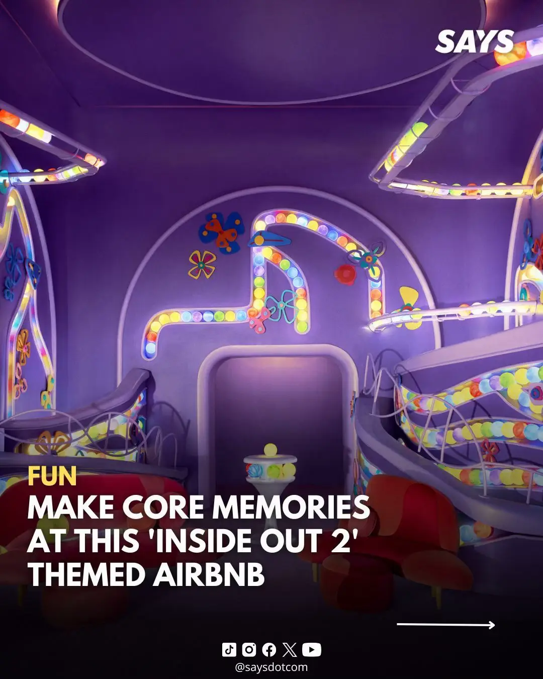 Explore all the feels and make core memories at Team Riley’s headquarters! Located just outside the hustle and bustle of Las Vegas, the 'Inside Out 2' control centre sits high above the world with some of the best views around, giving guests a chance to explore and reflect on all their emotions. This is the latest addition to Airbnb’s Icons Category. Image credits: @airbnb