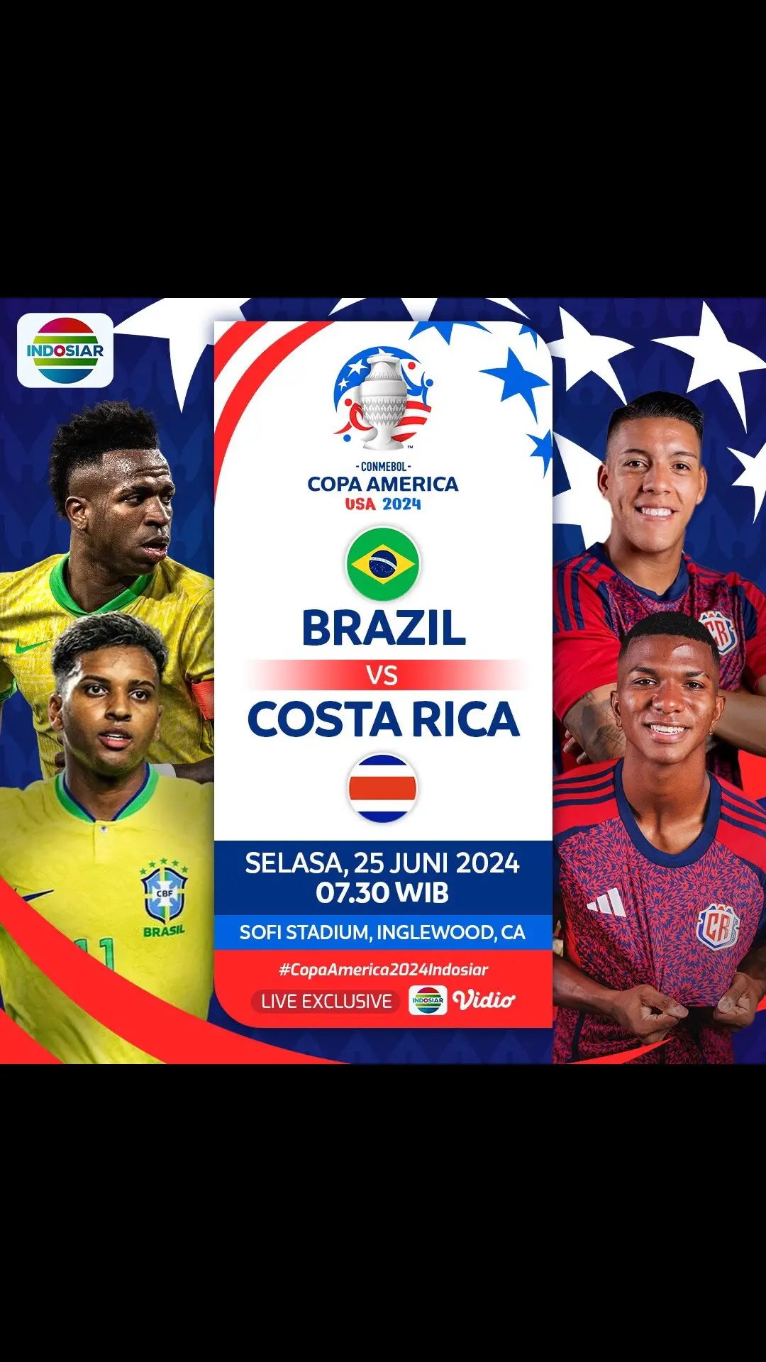 Mampukah duet Vinicius x Rodrygo mampu membawa kemenangan untuk Negeri Samba, atau malah Los Ticos yang akan membuat mereka menerima kekalahan? Saksikan Brazil vs Costa Rica, Selasa 25 Juni 2024 pukul 07.30 WIB. LIVE di Indosiar dan Vidio! #CopaAmerica #CopaAmerica2024Indosiar #indosiarSports