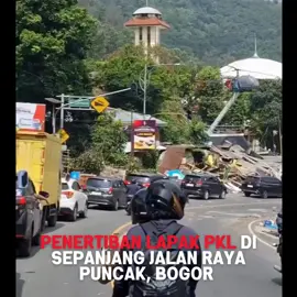 Penertiban Lapak PKL di Sepanjang Jalan Raya Puncak, Bogor  Petugas gabungan melakukan penertiban lapak PKL di sepanjang Jalan Raya Puncak, Kab Bogor, Jawa Barat.  Nantinya, pedagang yang ditertibkan akan ditata dan relokasi ke Rest Area Gunung Mas Puncak. Nampak ratusan lapak tinggal menyisakan puing-puing bangunan. Sementara arus lalu lintas di kedua arah padat merayap. Penataan pedagang di wilayah Puncak ini juga dalam rangka penegakan Peraturan Daerah Kabupaten Bogor Nomor 4 tahun 2015 pasal 12 grup G terkait penertiban pada bangunan tanpa izin. Sumber: @adindaangrayani #puncakbogor #viral #viralvideo #viraltiktok #viral_video #viralvideotiktok #vidio #vidioviral #vidioviraltiktok #video #videoviral #videoviraltiktok #berita #info #news #updates #infoterkini