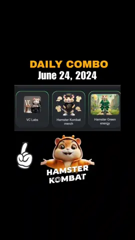 Daily Combo June 24, 2024 #foryoupage #dailycipher #fypage #updated #hamstercombat #hamsterkombat #fyp #Foryou #dailycombo #fypシ゚viral #dailycombo 