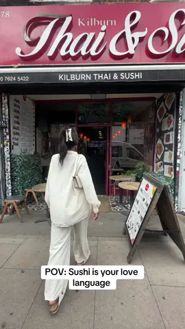Impromptu sushi date. I can honestly say my sushi cravings have been satisfied 🤤 and all this was £25 😅 yeaah, sign me up! #fyp #sushispotsinlondon #kilburn #sushi #londonfoodspots #sushilover @Kilburn Thai & sushi™️ 
