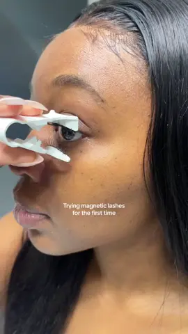 They were not lying. Thi literally took 2 sec to apply! #magneticlashes #lashes #makeuptutorial #wosadomagneticeyelash magnetic eyelashes black girl