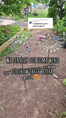 Replying to @mrs22222222 I can't wait for you to get yours they're so enjoyable. I really love them 😍😍 #lawndecor #lawnwinddecor #windflower #windy #relaxing #peaceful #windspinner 