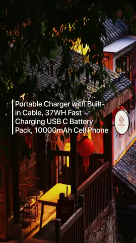 New Portable Charger with Built-in Cable, 37WH Fast Charging USB C Battery Pack, 10000mAh Cell Phone Power Bank LED Display for iPhone 15 14 Samsung Galaxy S23 Google Pixel, Black Accessories Device Smartphone Micro Digital   Chargeable Mobile Only ₱299.00! #fyp 