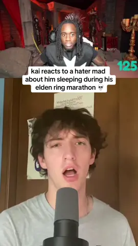 kai reacts to a hater mad about him sleeping during his elden ring marathon 💀 #kaicenat #eldenring #fyp #viral #twitch 