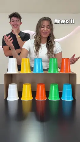 Who will match the cups first?Sister vs Brother! 🤔 #game #familytime #competition 