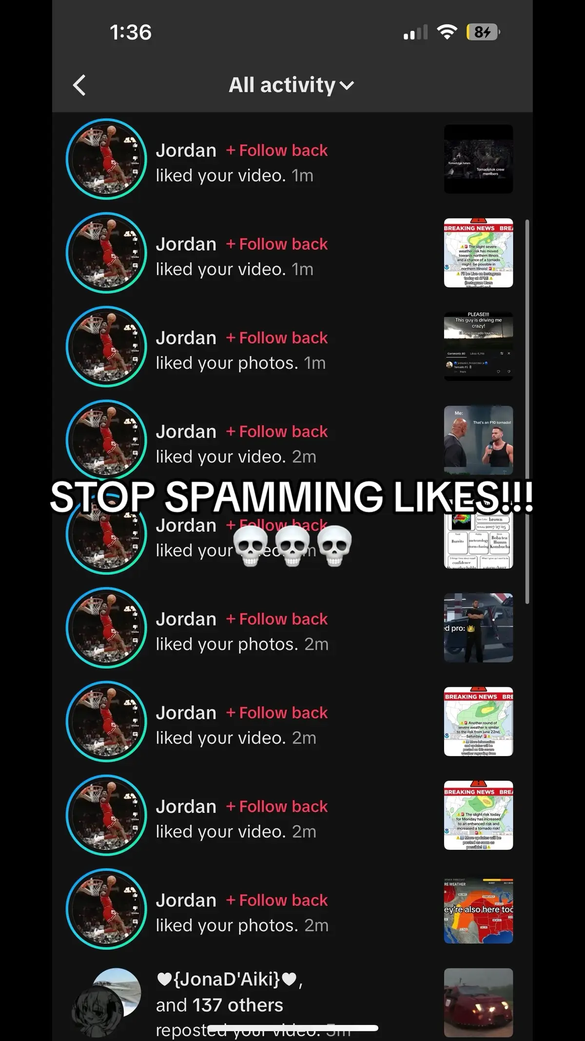 STOP SPAMMING LIKES!!! 💀💀💀 #fyp #weatherxray #stopspamminglikes 