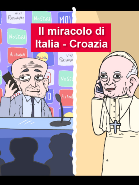 Il miracolo di Italia Croazia #italiacroazia #europei #europei2024 #calcio #meme #satira #cartonimorti #papa #spalletti #italia #croazia