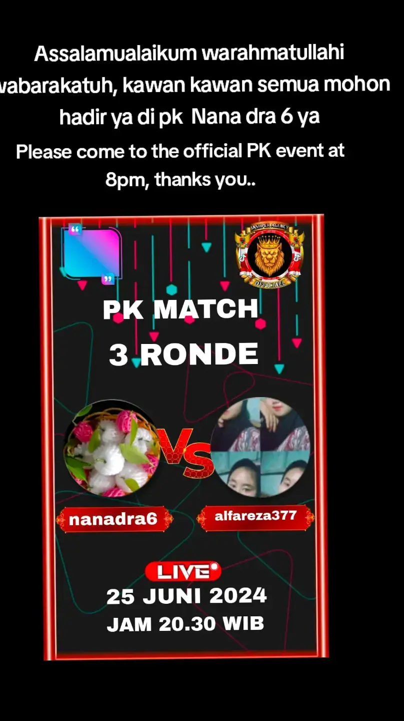 #pシ゚viral  Assalamualaikum warahmatullahi wabarakatuh, kawan kawan semua tolong hadir ya di PK bunda  nanadra6 malam ini tgl 25 bln 6 thn 2024 jam  8 .30 wib#fypシ゚viral  Atas kehadiran kawan kawan sebelum dan sesudah bunda ucap kan Alhamdulillah dan terimakasih 