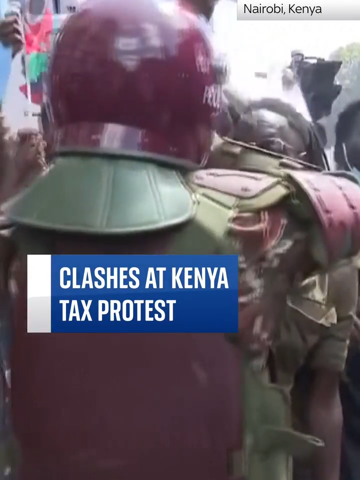 Several people are injured after continued protests in Nairobi against a proposed government finance bill that will raise taxes for citizens #news #kenya